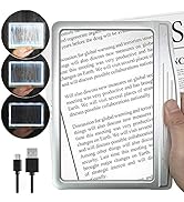 [Rechargeable] 3X Large Ultra Bright LED Page Magnifier with 12 Anti-Glare Dimmable LEDs(Evenly L...
