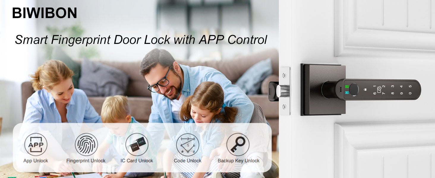 BIWIBON Fingerprint Door Lock Grey