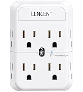 LENCENT 2 Prong Power Strip, 3 to 2 Prong Outlet Adapter, Surge Protector, Polarized Plug, 3-Side...