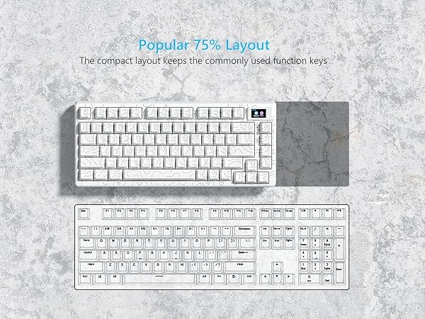 75% Percent Keyboard Mechanical Gaming Keyboard Topographic keycaps