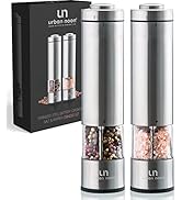 Electric Salt and Pepper Grinder Set - Battery Operated Stainless Steel Mill with Light (2 Mills)...