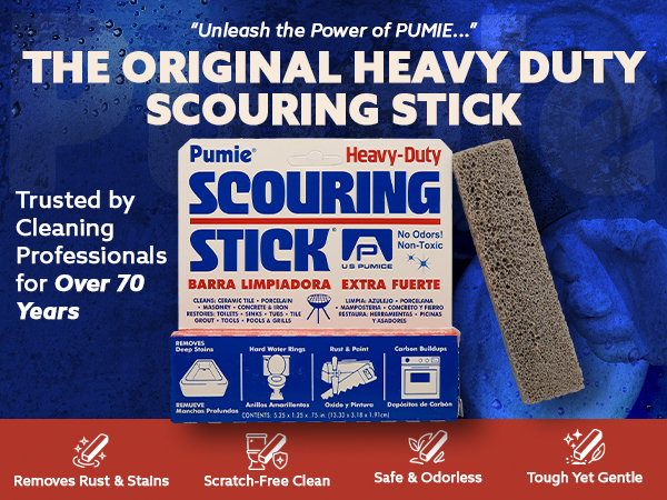  Kitchen Stains, Grill, Scouring Stick for Cleaning Pool, Rust, Toilet Rings &amp; Hard Water Rings 
