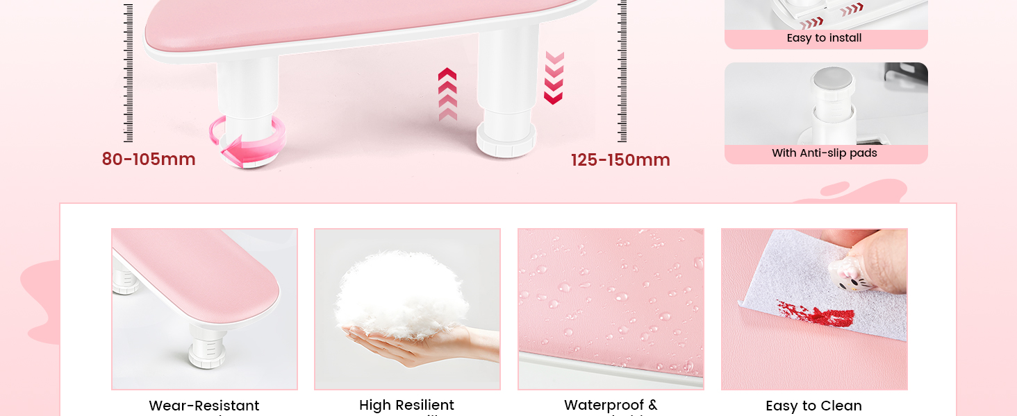 Pink Manicure Arm Rest for Nails Tech