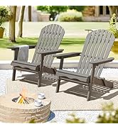 IDZO Outdoor Adirondack Chair Set of 2, Pre-Assembled Backrest, Patio Furniture Set, Outdoor Furn...
