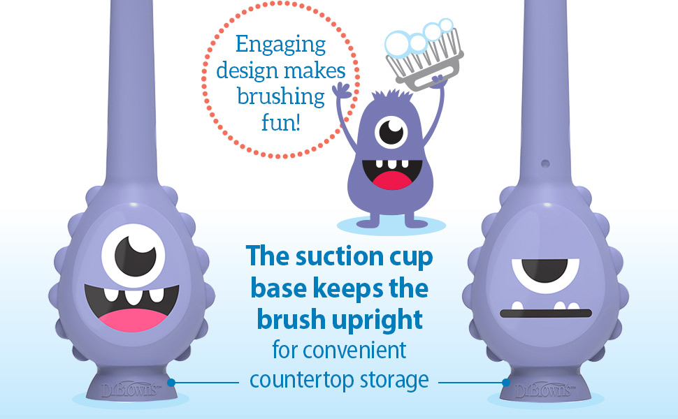 Suction cup keeps the brush upright for convenient storage