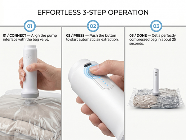 Cordless Electric Vacuum Pump for Storage Bags