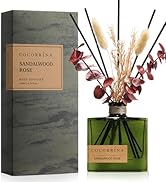 COCORRÍNA Reed Diffuser, 6.76 oz Sandalwood Rose Scent Reed Diffuser with 8 Sticks &amp; Dried Flower...