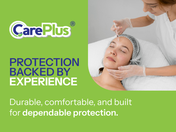 CarePlus disposable gloves used by beauty professionals for hygienic and safe skincare treatments