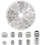 PH PandaHall 160pcs 10 Styles Large Hole Spacer Beads Antique Silver Spacer Beads Column Metal Be...