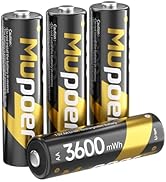 Mupoer Rechargeable AA Batteries 4 Count,Lithium Batteries Aa 1.5V 3600mWh,Double A Rechargeable ...