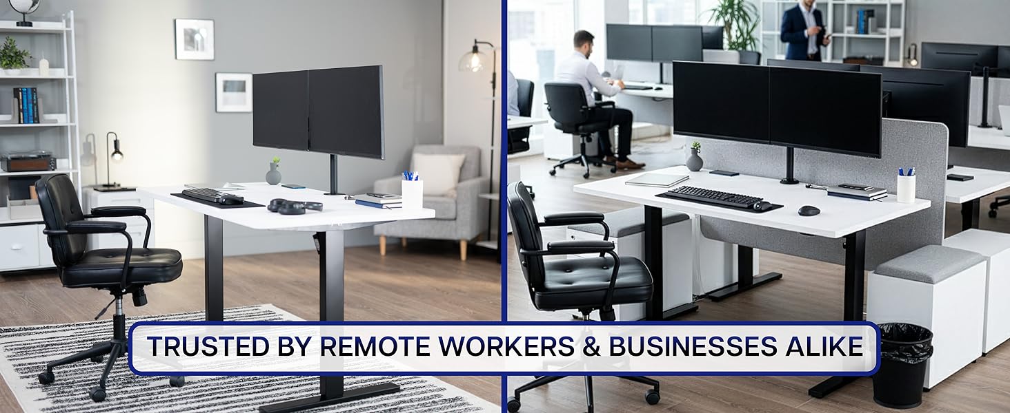 dual monitor mount adjustable desk stand clamp grommet tilt swivel rotate ergonomic setup