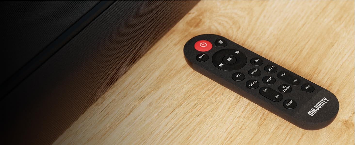 The Naga 60 TV Soundbar includes a convenient remote control, allowing you to easily adjust settings
