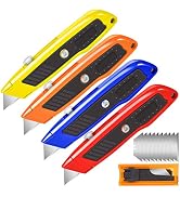 Jetmore 4 Pack Box Cutter Utility Knife, Heavy Duty Box Cutter Knife Razor Knife with 10 SK5 Blad...