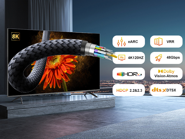 10K 8K HDMI 2.1 Cable, Certified Ultra High Speed HDMI Cable,HDMI cord,hdmi to hdmi cable