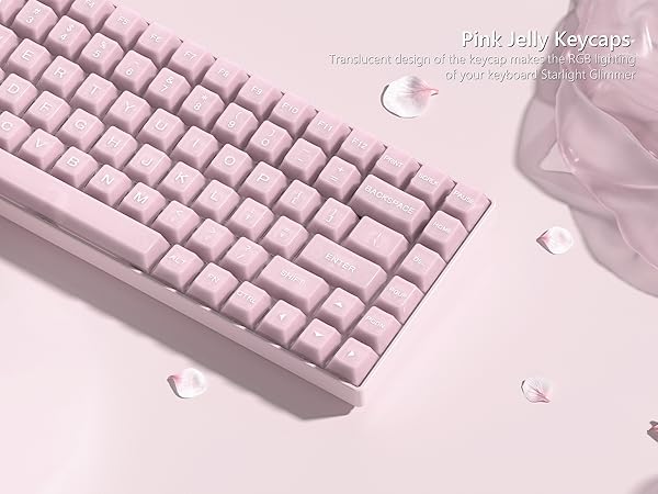 Keyboard Keycaps Jelly, Clear Cute Keycaps, Transparent Pink Custom Key Cap