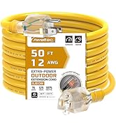 AWELTEC Outdoor 12/3 Extension Cord 12AWG 50FT 15Amp 1875Watts, TPE Rubber SJEOW (-58°F to +221°F...