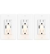 Night Light Outlet,Grenncycle 3PK 15A High Speed Wall Outlet Cover with Nightlight Built in,4.8A ...