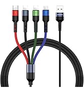 Multi Charging Cable USAMS 2Pack 4FT 4 in 1 Nylon Braided USB Fast Charging Cord Adapter Type C M...