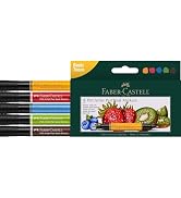 Faber-Castell Pitt Artist Pen Dual Markers, Basic Tones | 5 Vibrant India Ink Dual Tip Markers wi...