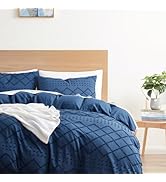 Boho Bedding Queen - Navy Duvet Cover Queen Size, Textured Queen Duvet Cover Set, 3 Piece Tufted ...