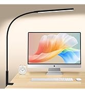 SEOUFRDZ LED Desk Lamp with Clamp, Stepless Dimming Desk Lamp for Home Office Adjustable Office L...