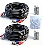 LETONDA 2 Pack 30M/100ft All-in-One BNC Cable 4mm Thickened BNC Extension Surveillance Camera Cab...