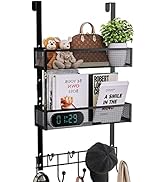 Consumest Over The Door Hooks Organizer, Door Hanger with 9 Coat Hooks &amp; 2 Mesh Basket Hanging St...