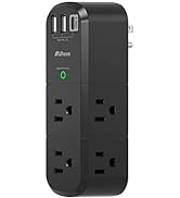 USB Outlet Extender Surge Protector - with Rotating Plug, 1800 Joules, 6 AC Multi Plug Outlet and...