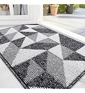 OLANLY Door Mat Indoor Entrance Washable 32x20, Odor-Free Low-Profile Front Back Geometric Door M...
