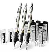 FourCandies Metal Mechanical Pencil Set - 3PCS 0.7mm Art Mechanical Pencils &amp; 360PCS HB Lead Refi...
