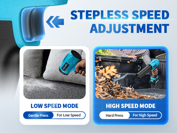 Cordless Leaf Blower with Batteries and Charger, Stepless Speed Adjustable