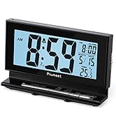 Plumeet Smart Night Light Digital Alarm Clock with Indoor Temperature, Battery Operated Clock Dig...