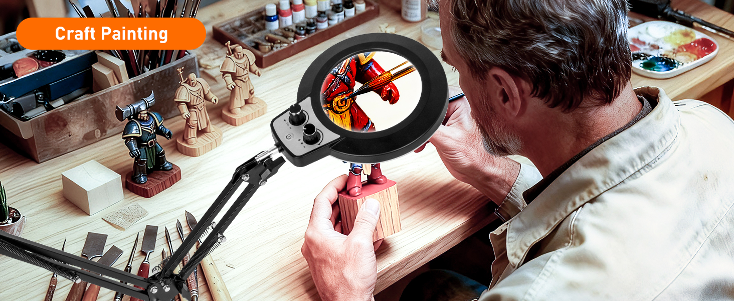 Craft Painting magnifying lamp clip on magnifying glass lamp glasses with lights magnifier