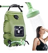 HISFFOG Solar Portable Shower Bag, 5 Gal/20L Solar Heating Camping Shower Bag with Removable Hose...
