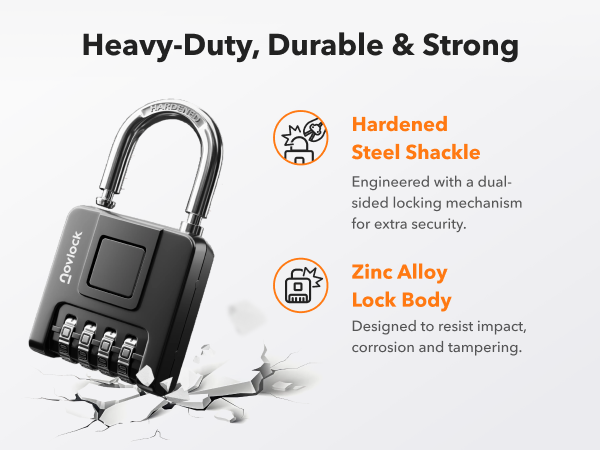 Heavy Duty Strong Combination Lock with Hardened Steel Shackle and Zinc Alloy Lock Body