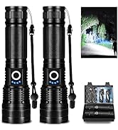 Lylting Led Flashlights High Lumens Rechargeable 2 Pack, 99000 Lumen Super Bright Fashlight with ...