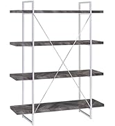 Donext 4 Tier Tall Bookshelf, Wood and Metal Vertical Display Book Shelf, Industrial 4 Shelf Book...