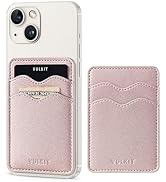 VULKIT Stick on Card Holder Compatible for iphone Leather Cell Phone Wallet Credit Card Case Stro...
