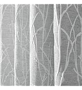 White Grey Curtains 84 Inch Length for Living Room Darkening 2 Panel Back Tab Pocket Linen Textur...