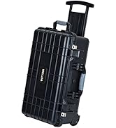 MEIJIA All Weather Rolling Waterproof Protective Case, Hard Camera Case ,Dry Case with Retractabl...