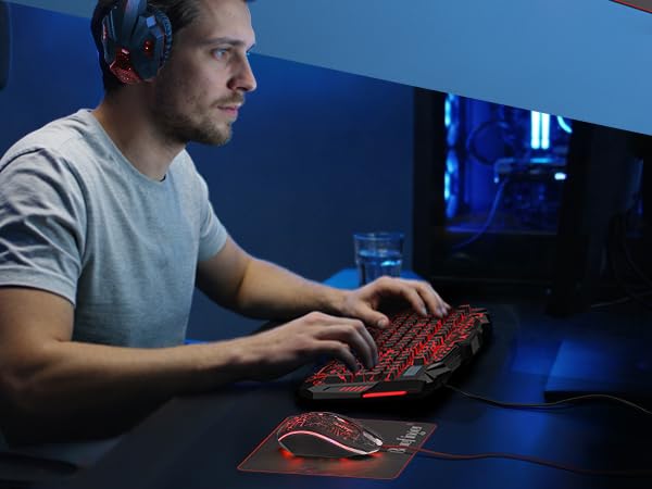 gaming keyboard and mouse combo with headset