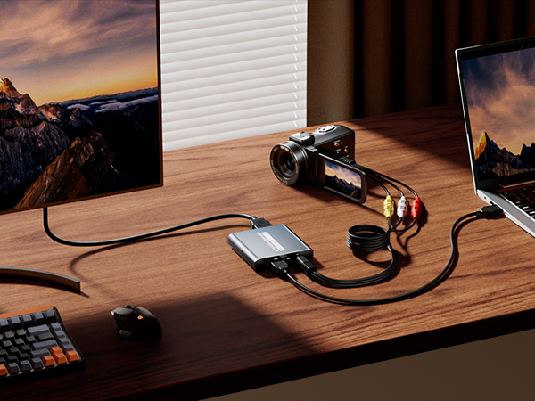 VHS to Digital Converter USB Video Capture Card with HDMI Loop Out