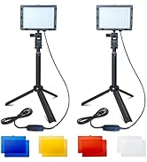 Fugetek LED Photography Video Light Kit, 2-Pack, Portable, Adjustable Low Angle, USB Powered, Des...