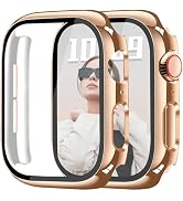 JR.DM 40mm 2 Pack Hard PC Case with HD Tempered Glass Screen Protector for Apple Watch Series 6/5...