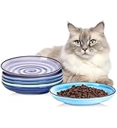 Selamica Ceramic Cat Food Bowl, 6 Inch Cat Bowls Whisker Friendly, Shallow Wide Kitten Plates for...
