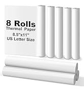Thermal Printer Paper 8.5''x11'' US Letter Size, 8 Rolls BPA free Quick-Dry Thermal Printer Paper...