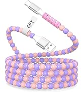 6 ft USB A to USB C Cable Beaded Charger for Apple Cute Bead Tangle-Free Cord Cables for Carplay ...