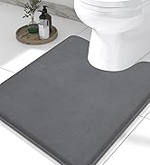 smiry Memory Foam U-Shaped Toilet Bathroom Rugs, Extra Soft Absorbent Non-Slip Contoured Rugs, Ma...