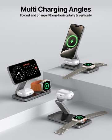 foldable 3 in 1 magnetic wireless charger