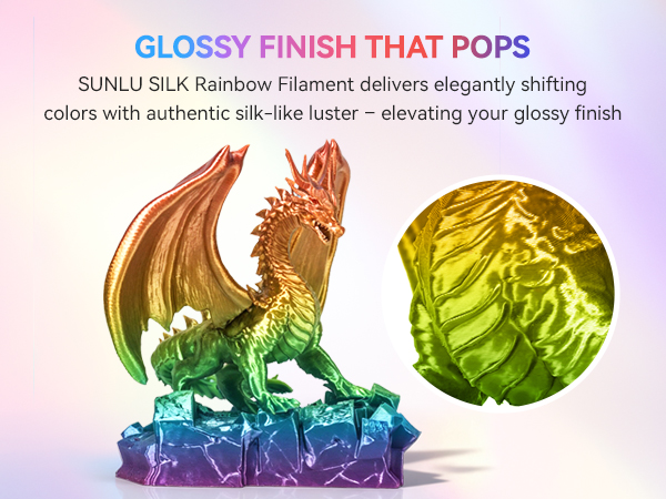 sunlu 3d printer filament rainbow silk filament color changing multicolored rainbow multi color
